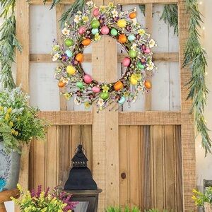 New Colorful Easter Egg Wreath boho hippie rustic farmhouse